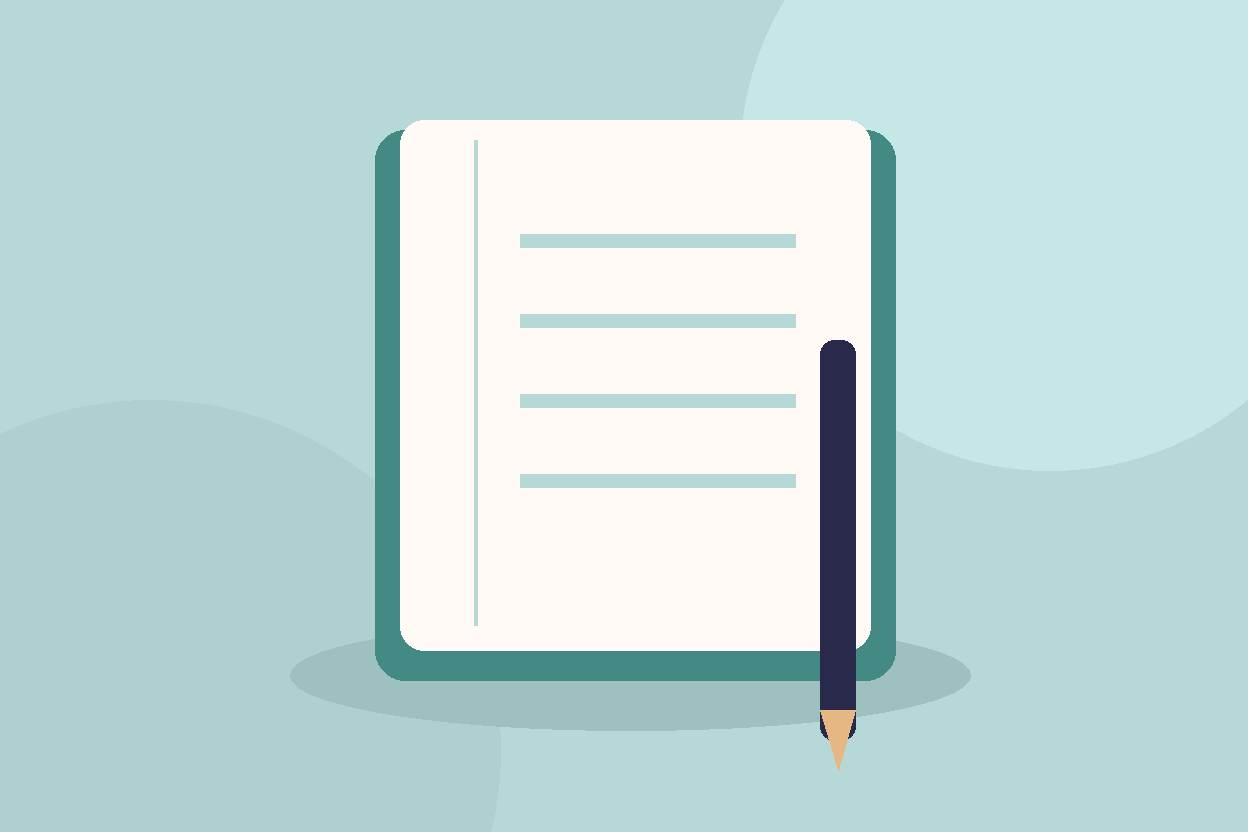 Original illustration for care-sector editorial, notebook for ideas