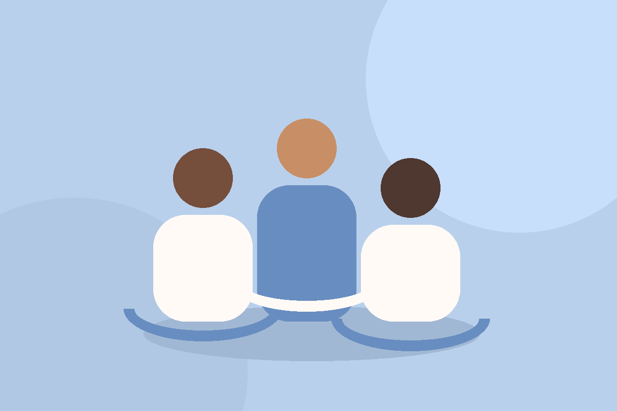 Original illustration for care-sector editorial, people connecting